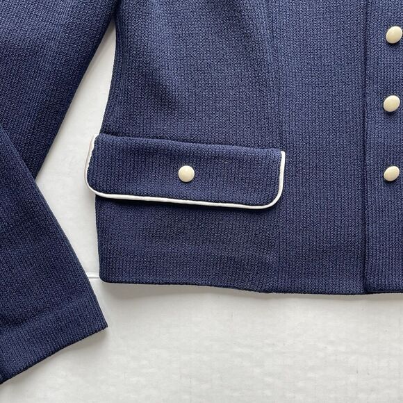 St John Collection Womens Navy White Trim Santana Knit Jacket/Blazer Size 12 - Picture 8 of 16